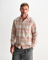 wax london men's Shelly - Rust And Multicolour Seersucker Flannel Shirt