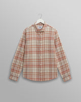 wax london men's Shelly - Rust And Multicolour Seersucker Flannel Shirt