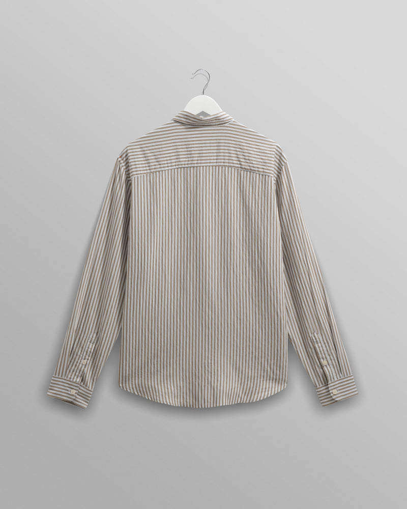 wax london men's Shelly - Sage Viscose Stripe Shirt