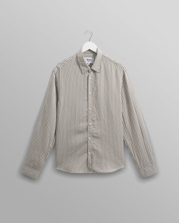 wax london men's Shelly - Sage Viscose Stripe Shirt