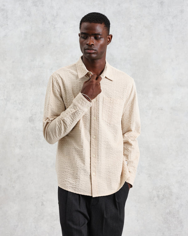 wax london Shelly - Stone Seersucker Corduroy Shirt