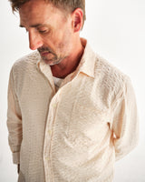 wax london men's Shelly - Stone Seersucker Corduroy Shirt