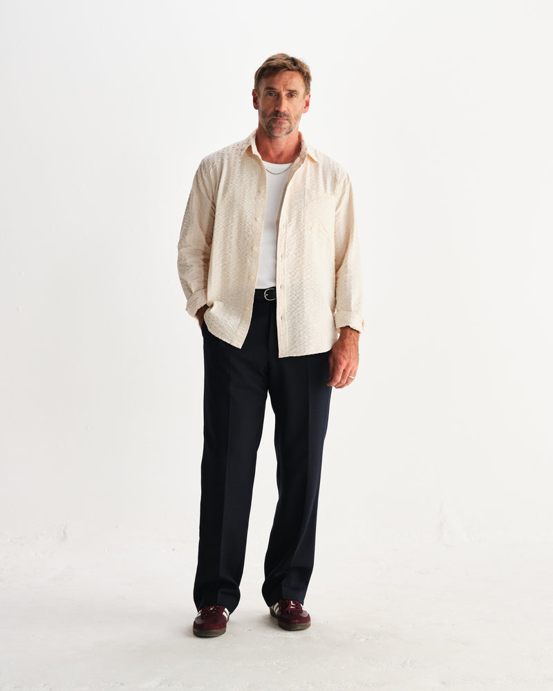 wax london men's Shelly - Stone Seersucker Corduroy Shirt