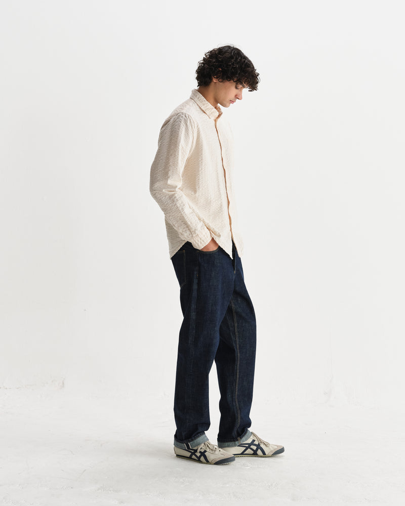 wax london men's Shelly - Stone Seersucker Corduroy Shirt
