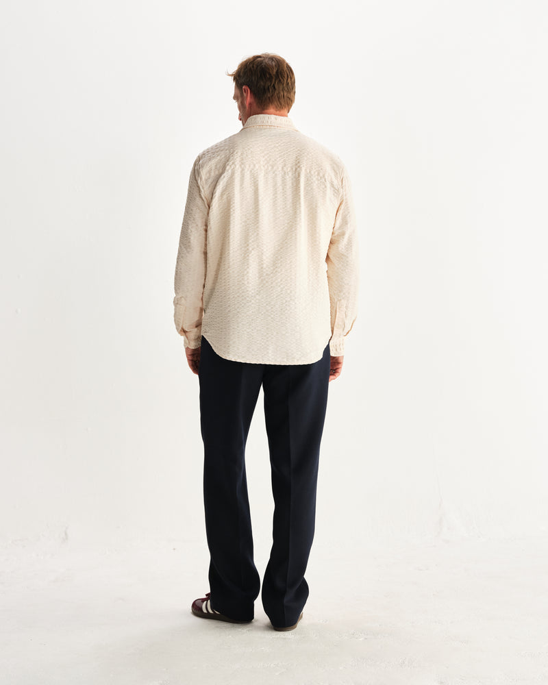 wax london men's Shelly - Stone Seersucker Corduroy Shirt