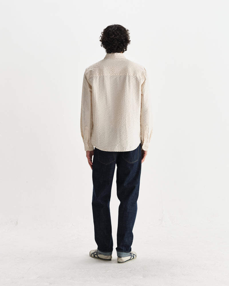 wax london men's Shelly - Stone Seersucker Corduroy Shirt