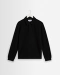 Shore - Black Textured Long-Sleeve Polo Shirt