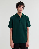 wax london men's Shore - Bottle Green Textured Short-Sleeve Polo Shirt