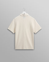 wax london Shore - Ecru Textured Organic Cotton Polo Shirt