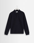 Shore - Navy Textured Long-Sleeve Polo Shirt