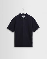 Shore - Navy Textured Organic Cotton Polo Shirt