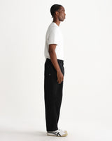 wax london men's Sidford - Black Cotton Canvas Barrel Trousers