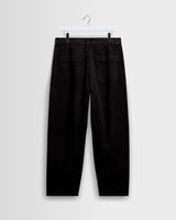 wax london men's Sidford - Black Cotton Canvas Barrel Trousers