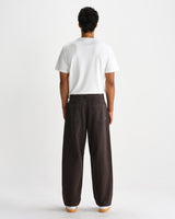 wax london men's Sidford - Brown Cotton Canvas Barrel Trousers