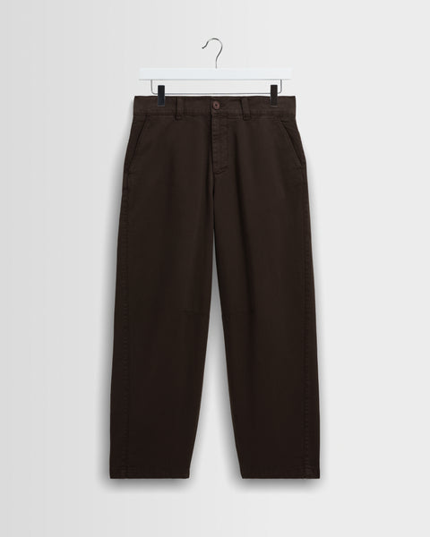 Sidford - Brown Cotton Canvas Barrel Trousers