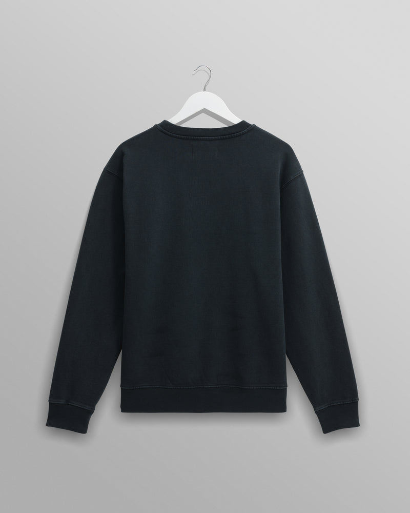 men's wax london SIDNEY SWEATSHIRT COTTON LOOPBACK WASHED BLACK