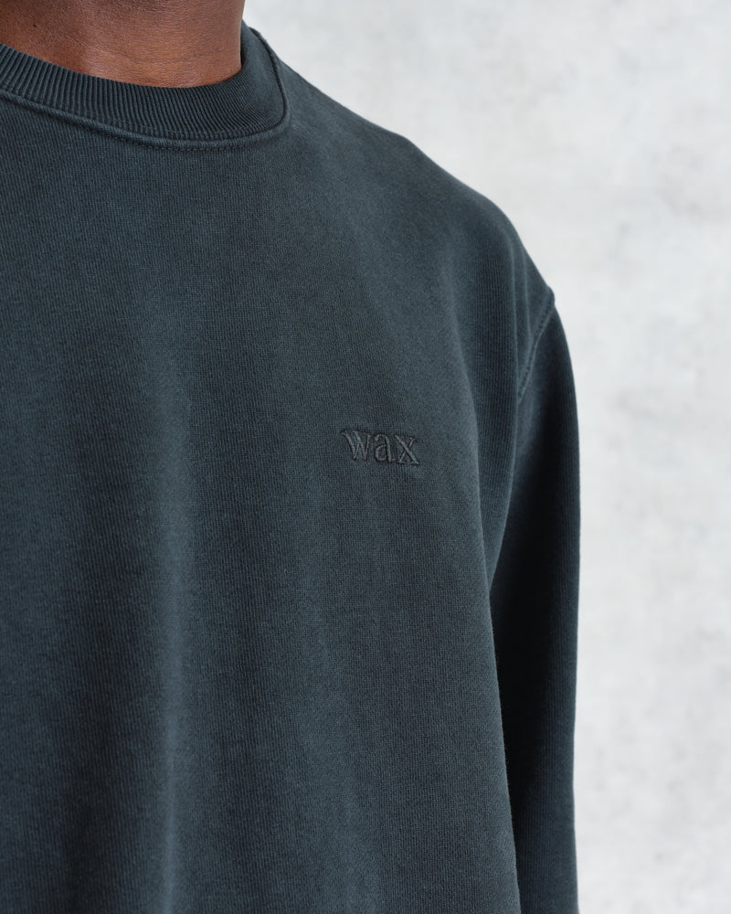 men's wax london SIDNEY SWEATSHIRT COTTON LOOPBACK WASHED BLACK