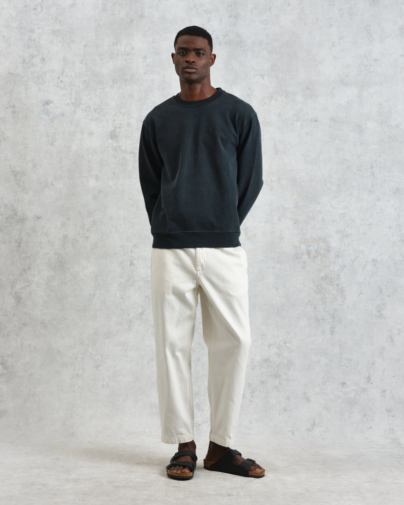 men's wax london SIDNEY SWEATSHIRT COTTON LOOPBACK WASHED BLACK