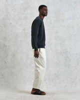 men's wax london SIDNEY SWEATSHIRT COTTON LOOPBACK WASHED BLACK