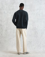 men's wax london SIDNEY SWEATSHIRT COTTON LOOPBACK WASHED BLACK