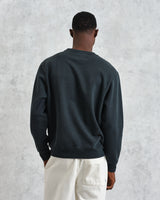 men's wax london SIDNEY SWEATSHIRT COTTON LOOPBACK WASHED BLACK
