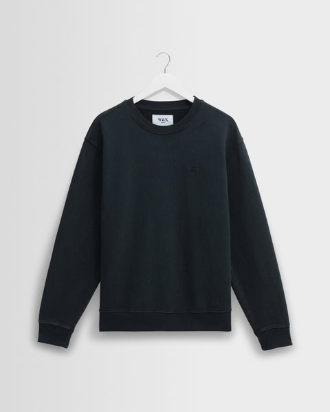 Men's Black Brushed Organic Cotton Sweatshirt | Wax London