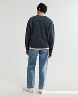 wax london men's Sidney - Washed Black Embroidered Brushed Cotton Sweatshirt