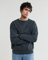wax london men's Sidney - Washed Black Embroidered Brushed Cotton Sweatshirt