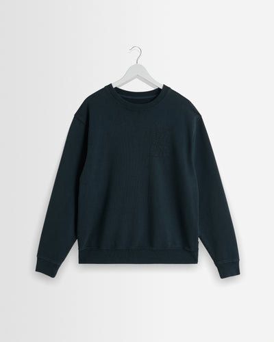 Sidney - Washed Black Embroidered Loopback Cotton Sweatshirt