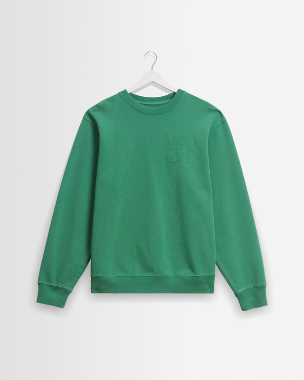 wax london men's Sidney - Washed Green Embroidered Brushed Cotton Sweatshirt