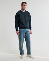 wax london men's Sidney - Washed Navy Brushed Cotton Sweatshirt