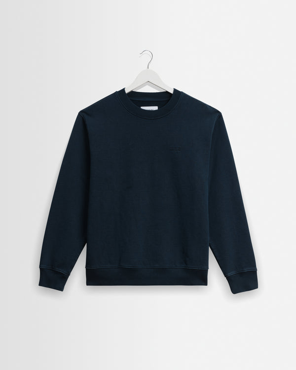 wax london men's Sidney - Washed Navy Loopback Cotton Sweatshirt