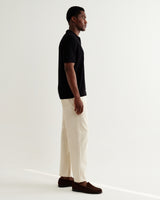 wax london men's Siena - Black Boucle Knitted Polo Shirt