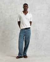 wax london men's Siena - Ecru Fine Gauge Cotton Polo