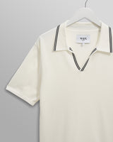 wax london men's Siena - Ecru Fine Gauge Cotton Polo