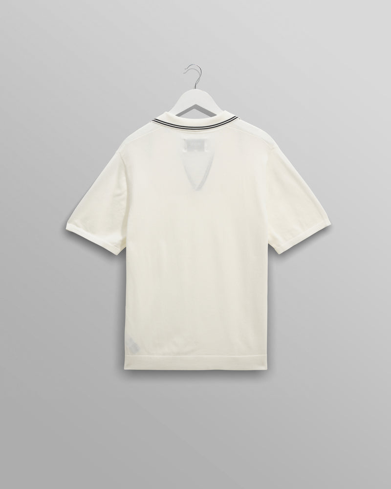 wax london men's Siena - Ecru Fine Gauge Cotton Polo