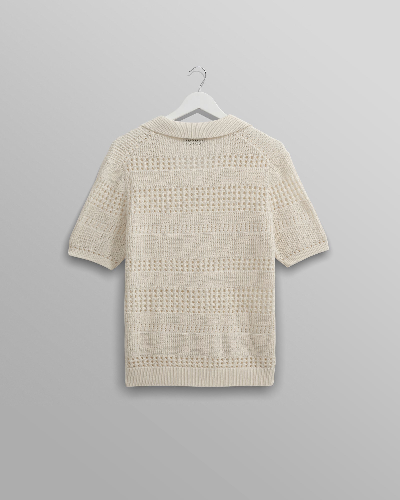 Men's Ecru Pointelle Knitted Polo | Wax London
