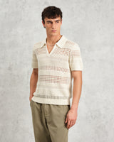 wax london Siena - Ecru Pointelle Knitted Polo