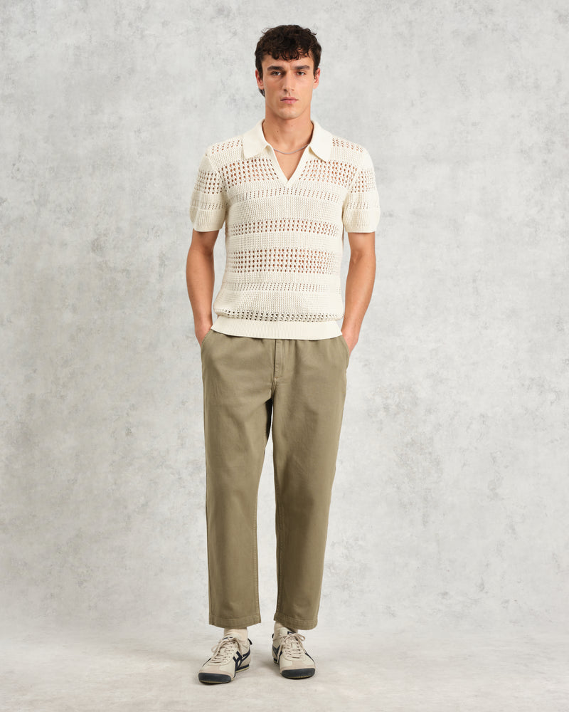 wax london Siena - Ecru Pointelle Knitted Polo