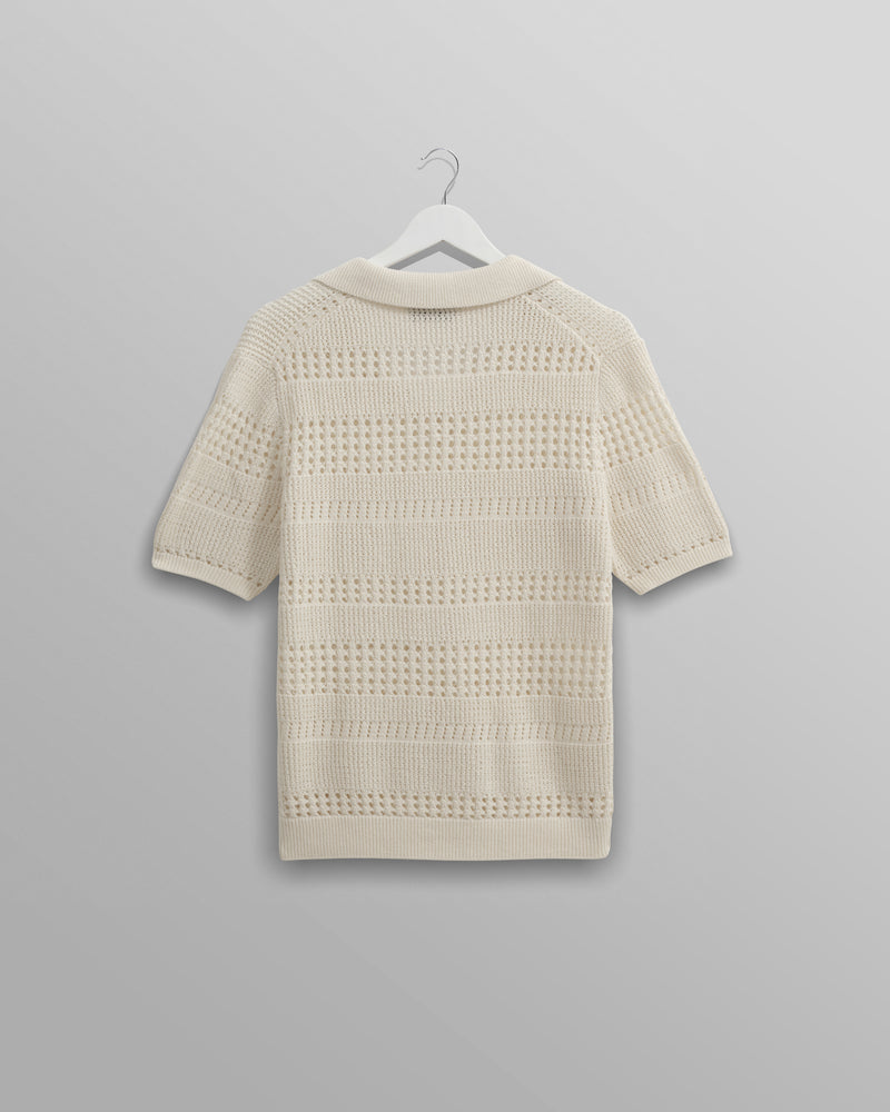 wax london Siena - Ecru Pointelle Knitted Polo