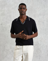 wax london men's Siena - Navy Fine Gauge Cotton Polo