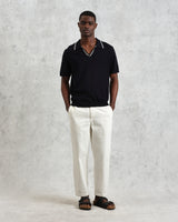 wax london men's Siena - Navy Fine Gauge Cotton Polo