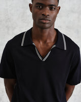 wax london men's Siena - Navy Fine Gauge Cotton Polo