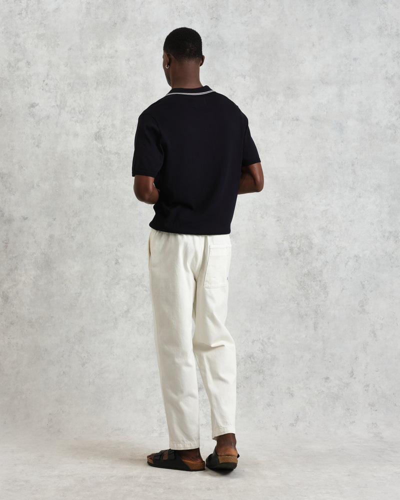 wax london men's Siena - Navy Fine Gauge Cotton Polo