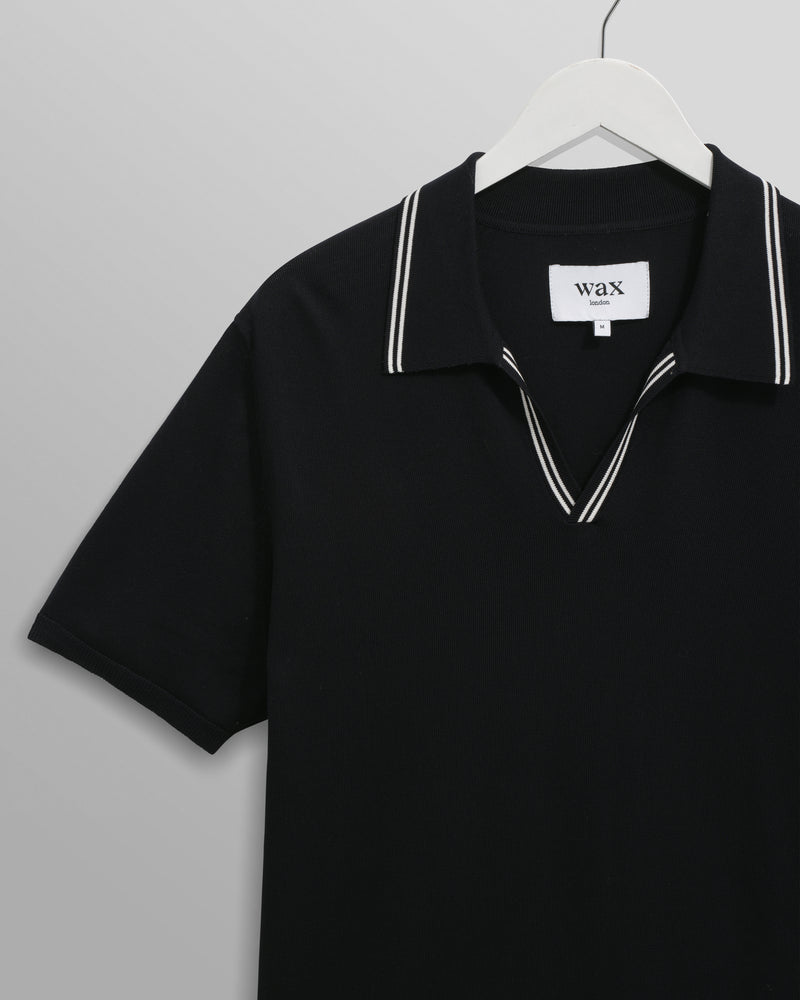 wax london men's Siena - Navy Fine Gauge Cotton Polo