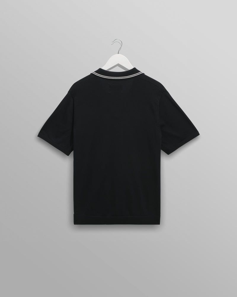 wax london men's Siena - Navy Fine Gauge Cotton Polo