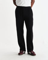wax london men's Ska - Black Embroidered Logo Loopback Cotton Joggers