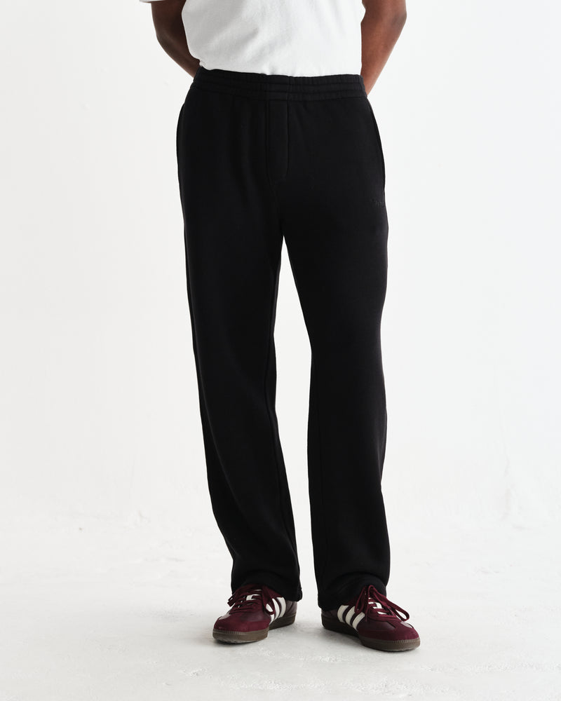 wax london men's Ska - Black Embroidered Logo Loopback Cotton Joggers