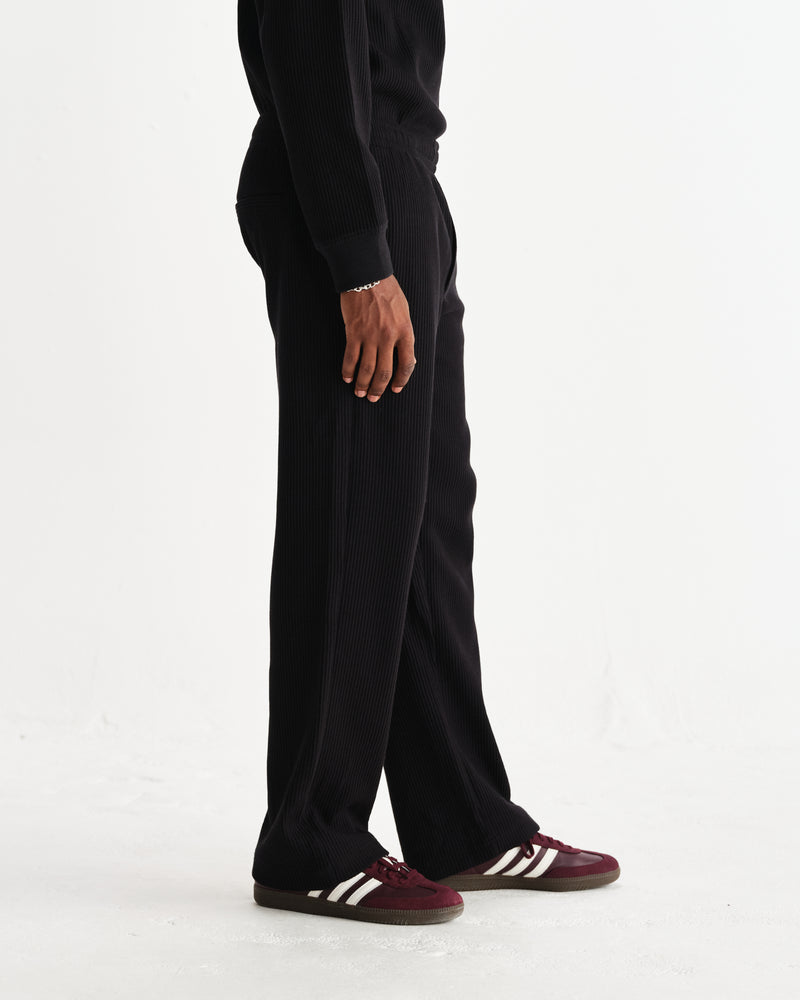 wax london men's Ska - Black Embroidered Logo Loopback Cotton Joggers