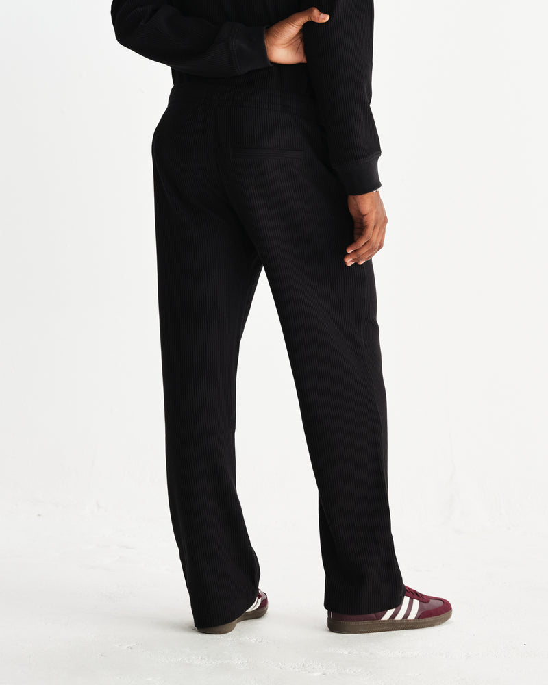 wax london men's Ska - Black Embroidered Logo Loopback Cotton Joggers